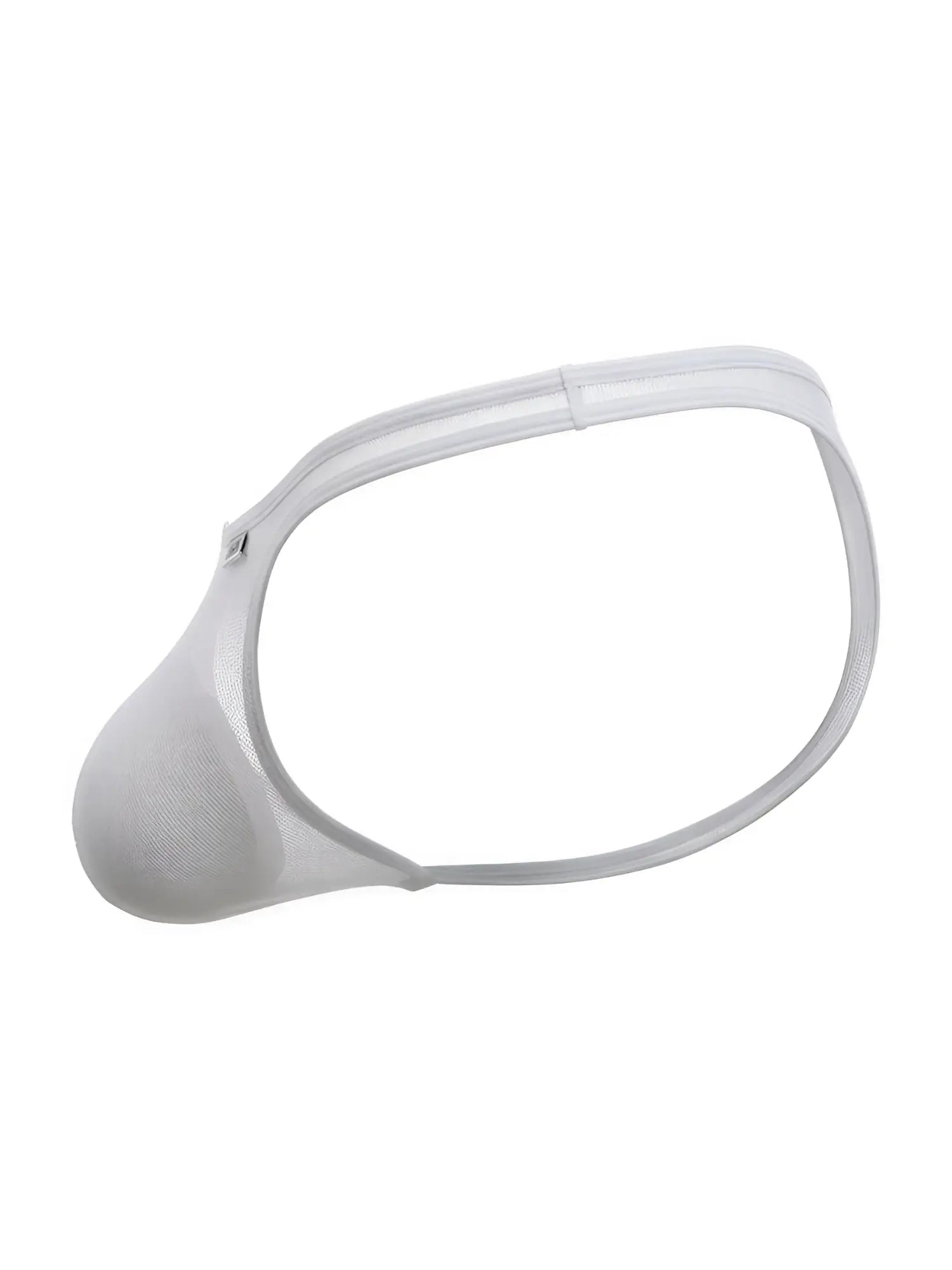 CandyMan white mesh thong with a minimalist, low-rise string design and a contoured front pouch.