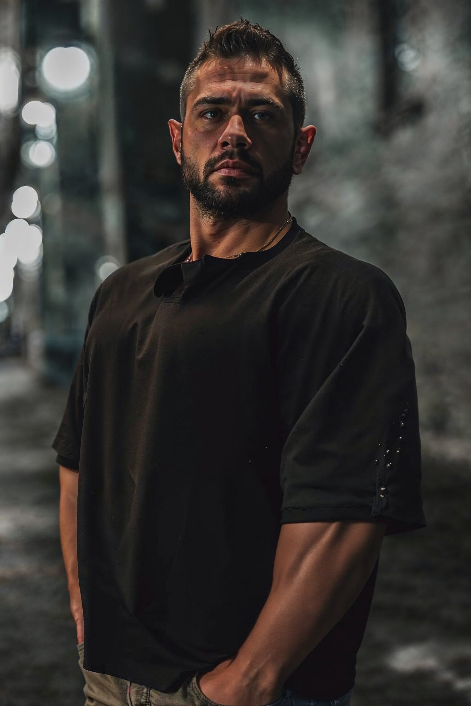 Jed North Herren Raw-Cut Boxy Crop T-Shirt - Schwarz