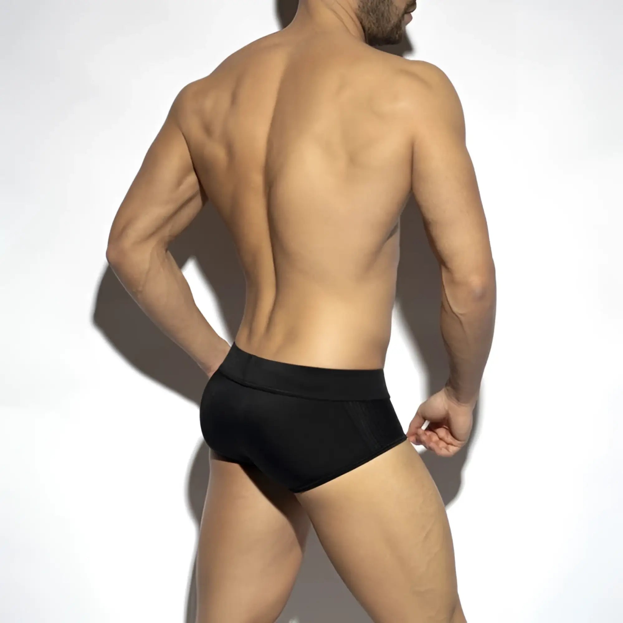 Classic swim brief black athletic swim briefs with textured mesh side panels for enhanced breathability and style