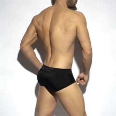 Classic swim brief black athletic swim briefs with textured mesh side panels for enhanced breathability and style