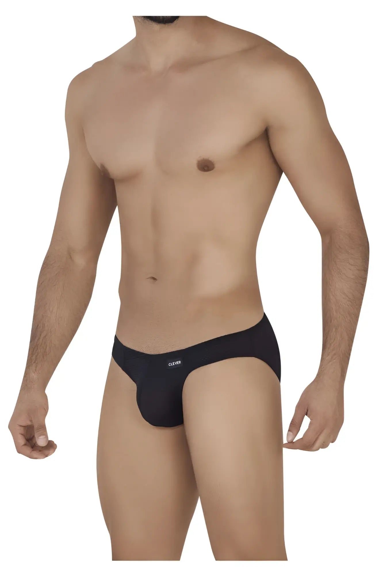 Black mens briefs clever 0535-1 kroma bikini in black with sleek form-fitting design and cloth embroidered waistband