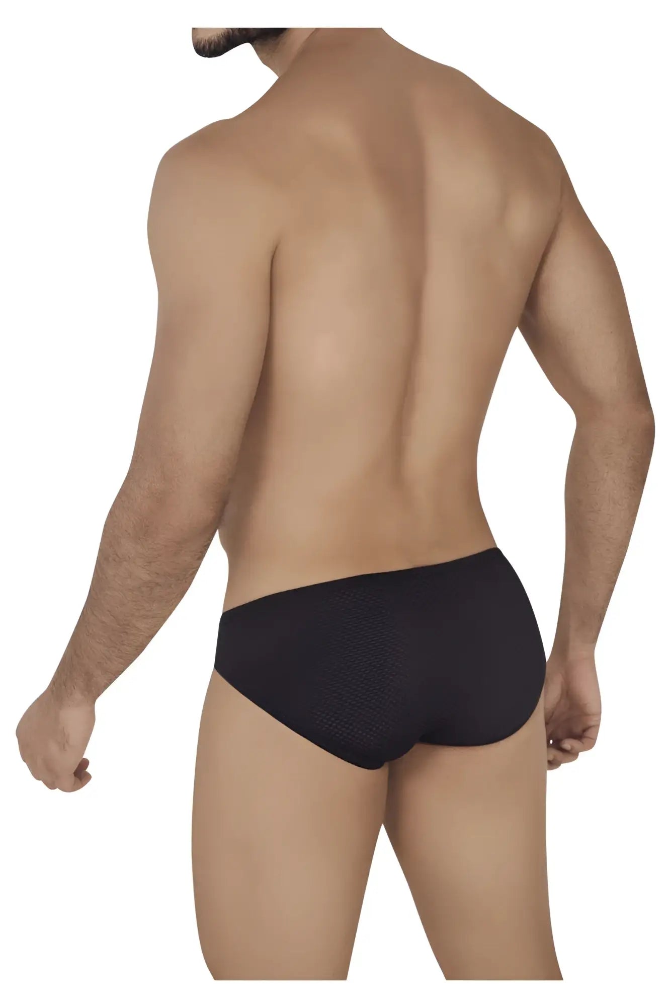 Black textured briefs clever 0535-1 kroma bikini in black showing front side with a comfortable fit