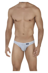 Light gray clever 0535-1 kroma bikini briefs with mesh material subtle pattern and black brand tag on waistband