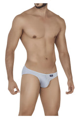 Light gray textured fabric briefs with a blue brand tag on the waistband from Clever 0535-1 Kroma Bikini collection