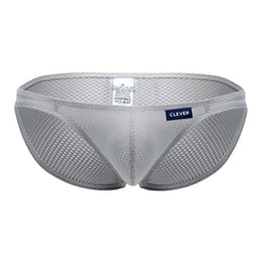Gray clever 0535-1 kroma bikini briefs with subtle checkered mesh pattern and navy blue brand label