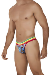 Blue patterned men’s briefs with a rainbow-striped waistband from clever 0609-1 motivation thongs color blue collection