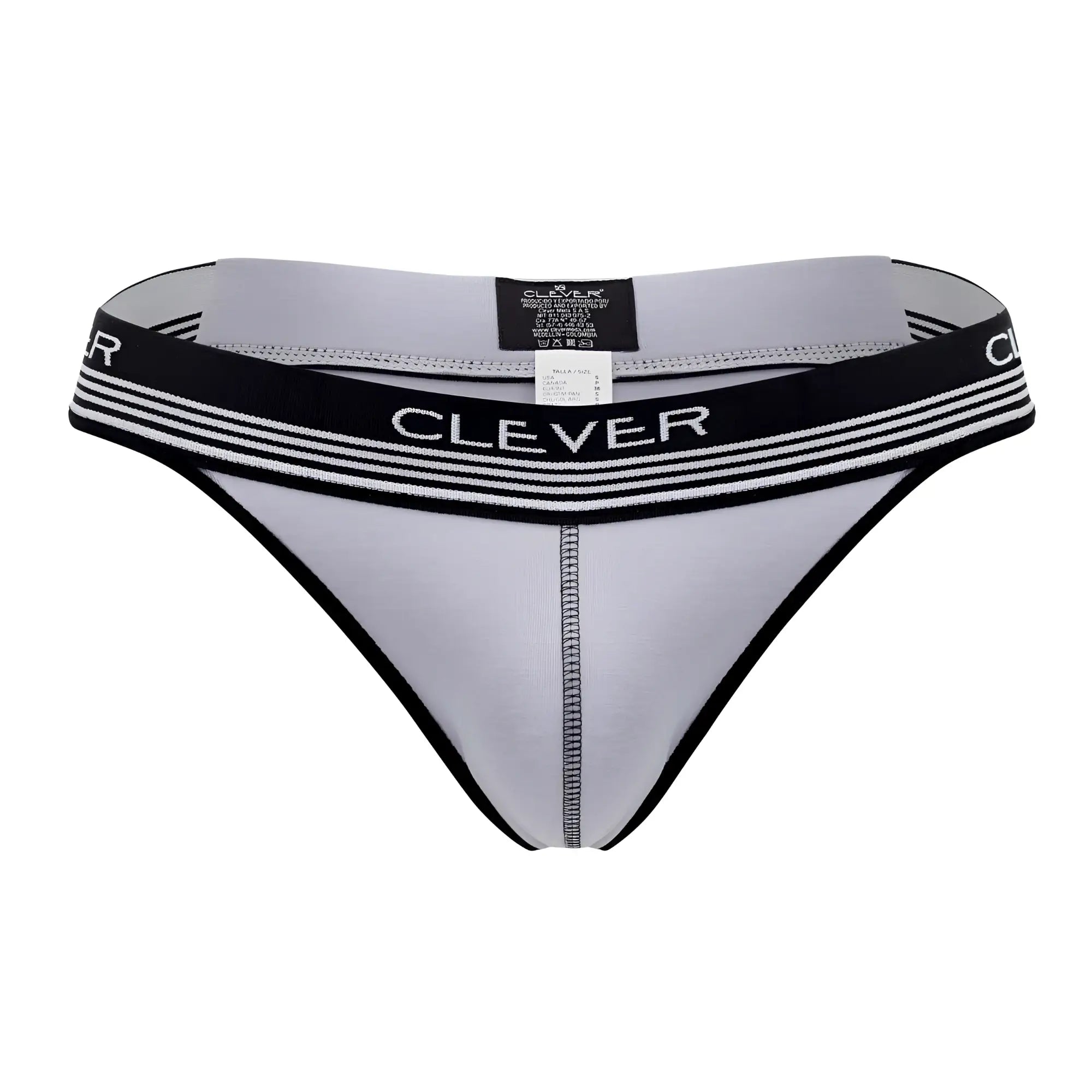 Gray and black clever 0926 comfy thong with striped waistband showcasing breathable and comfortable fabric design