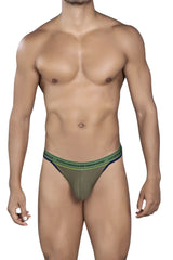 Olive green mesh briefs with lime green and navy blue clever masculine underwear branded elastic waistband