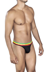 Black clever 0939 orion briefs with vibrant rainbow-striped waistband featuring white clever branding