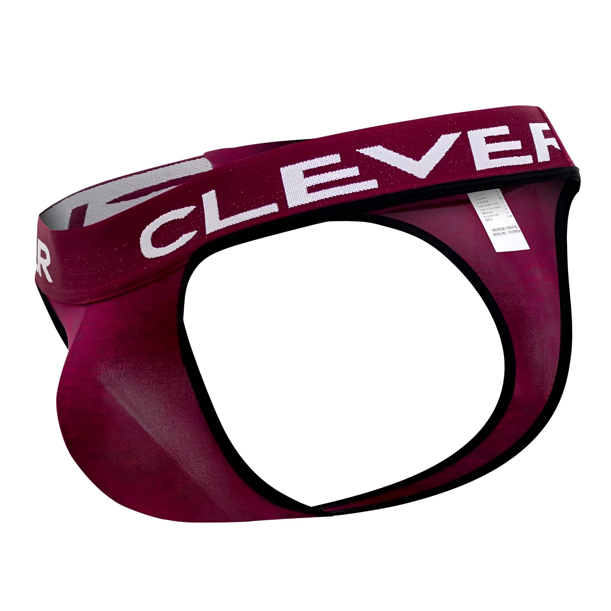 Maroon clever 0940 jasped thongs with white lettering and black trim men’s briefs ideal for everyday wear