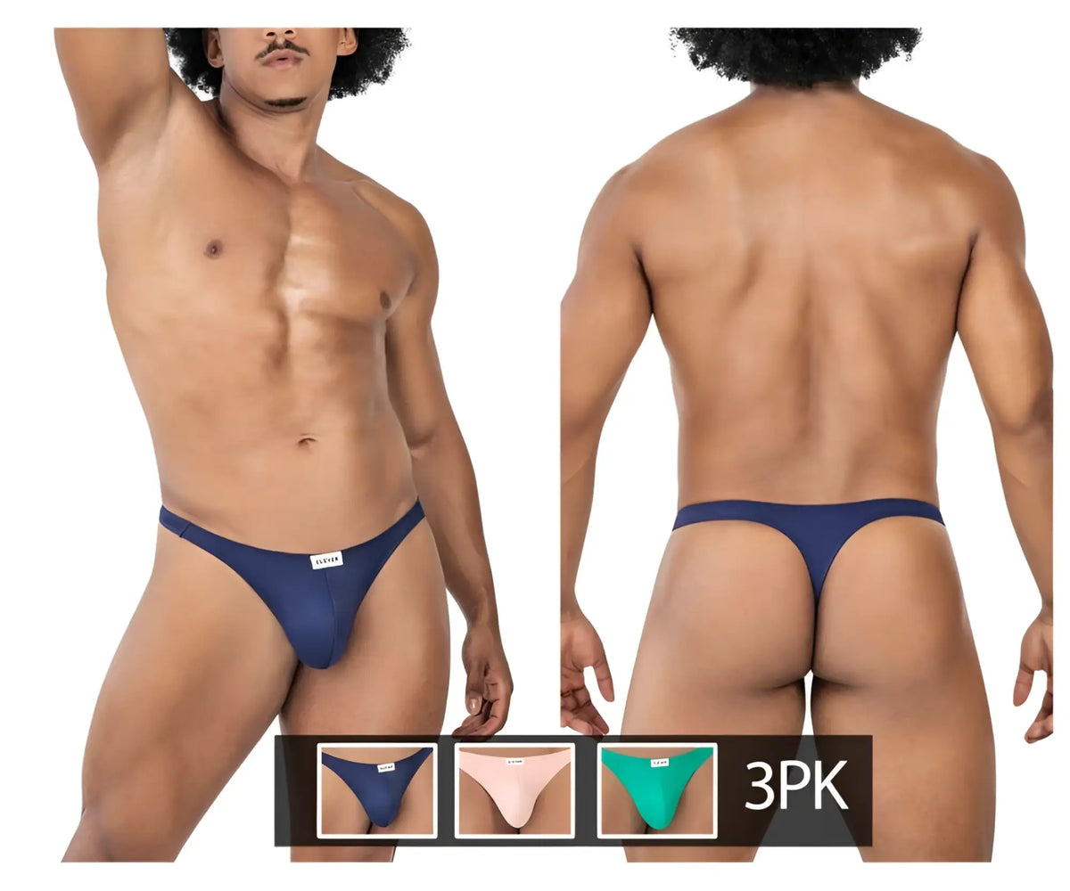 Navy blue clever 100007 thong with small white label front from 3pk australian latin thongs green pink blue set