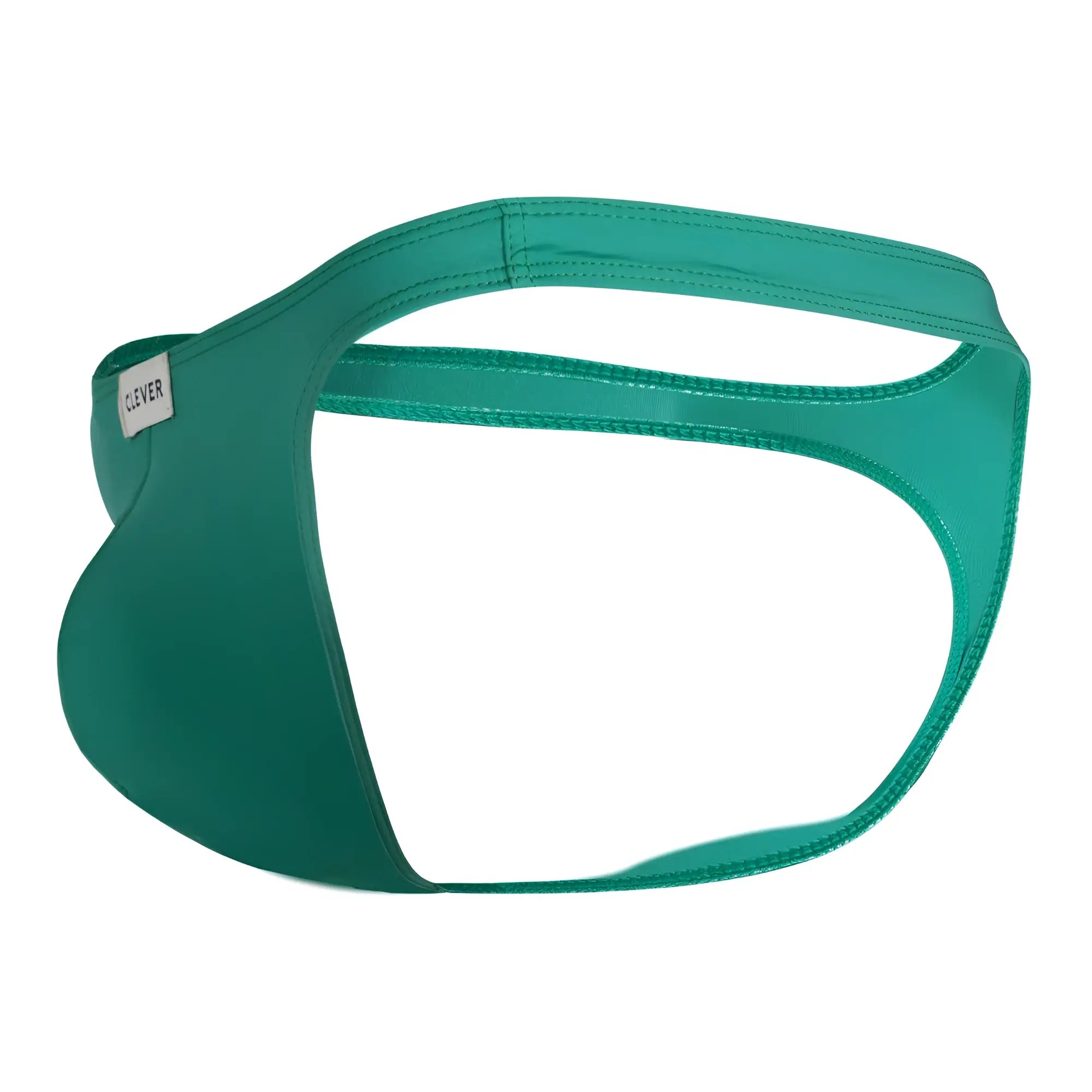 Teal-colored sleek men’s briefs with smooth fabric and visible stitching from clever 100007 3pk australian latin thongs