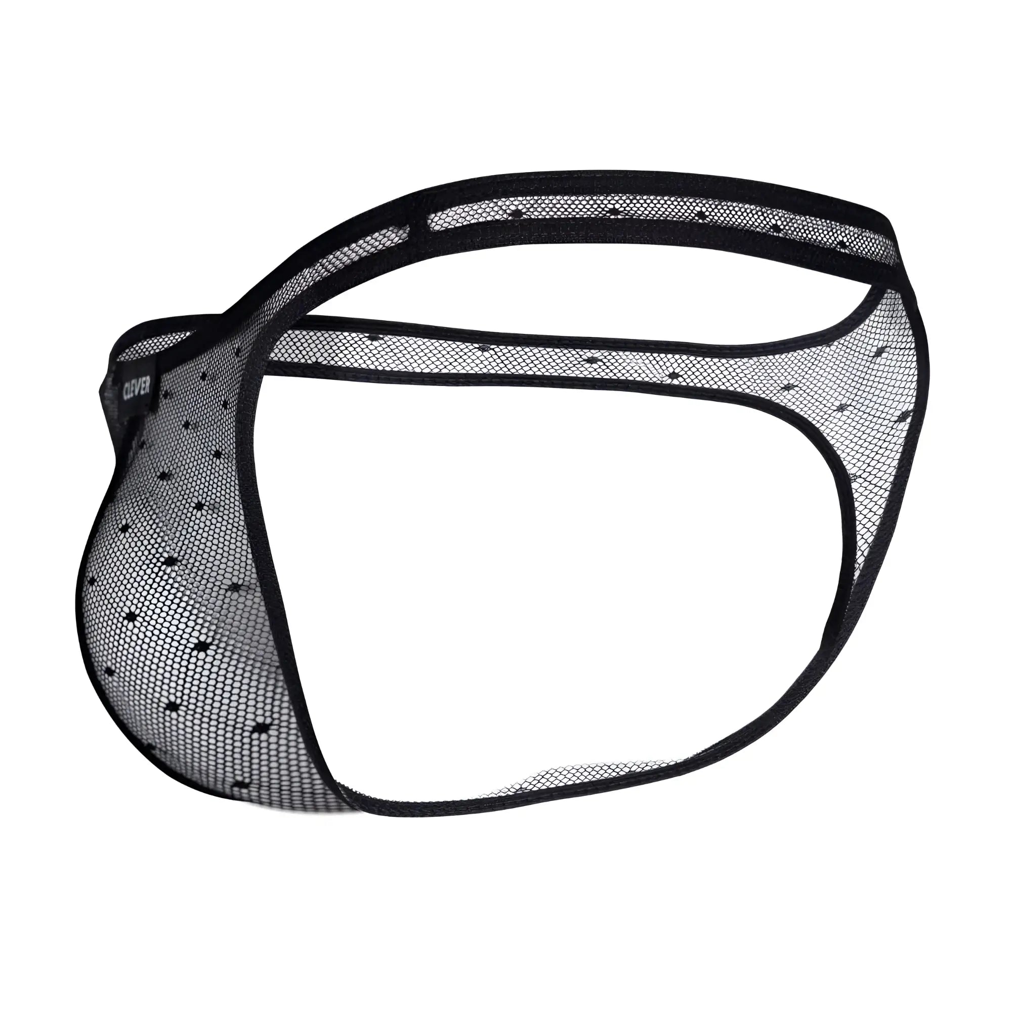 Black mesh thong with subtle dotted pattern and reinforced elastic edges from clever 100008 3pk australian latin thongs