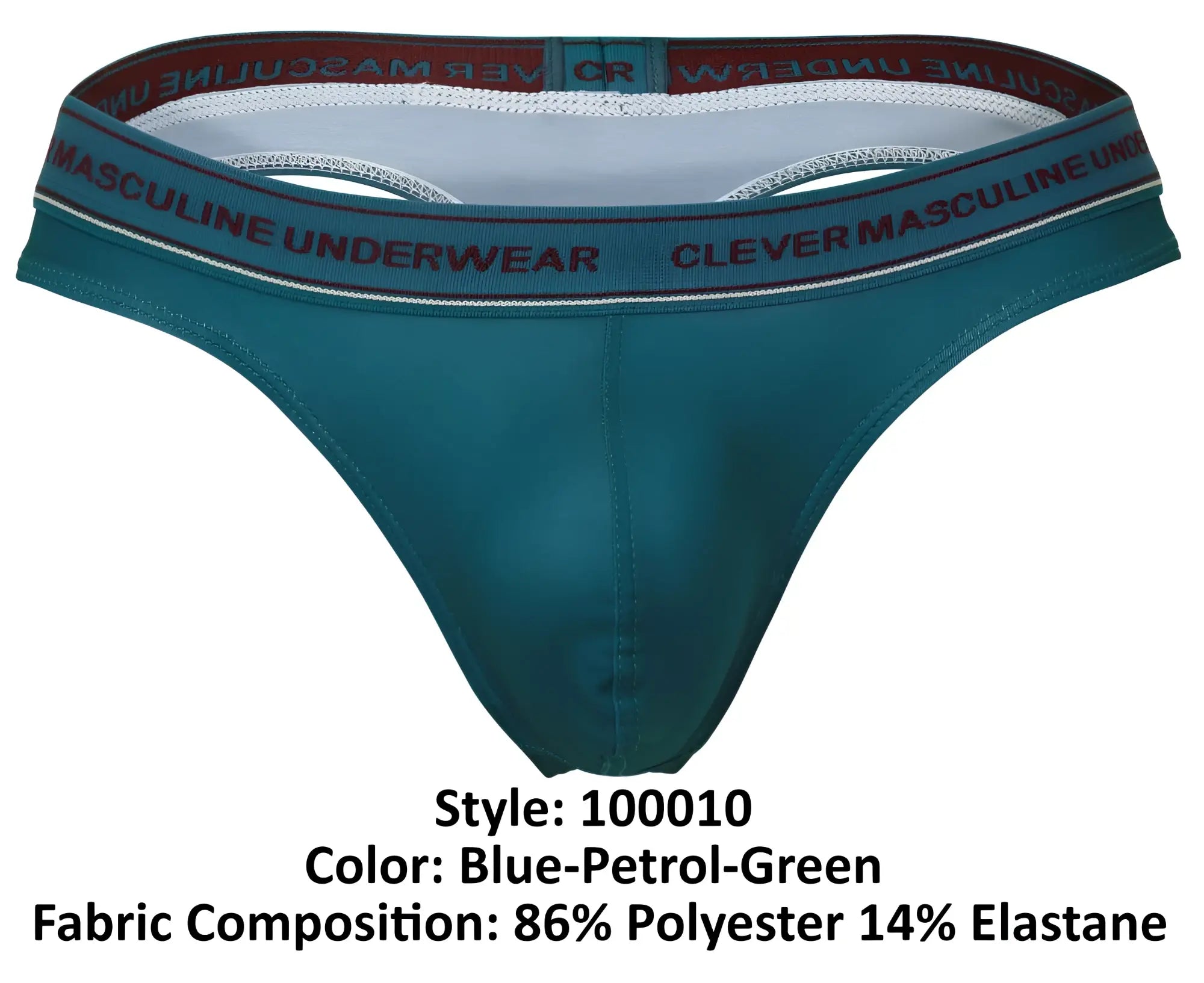 Teal blue petrol green clever 100010 3pk australian latin thongs with branded elastic waistband clever masculine underwear