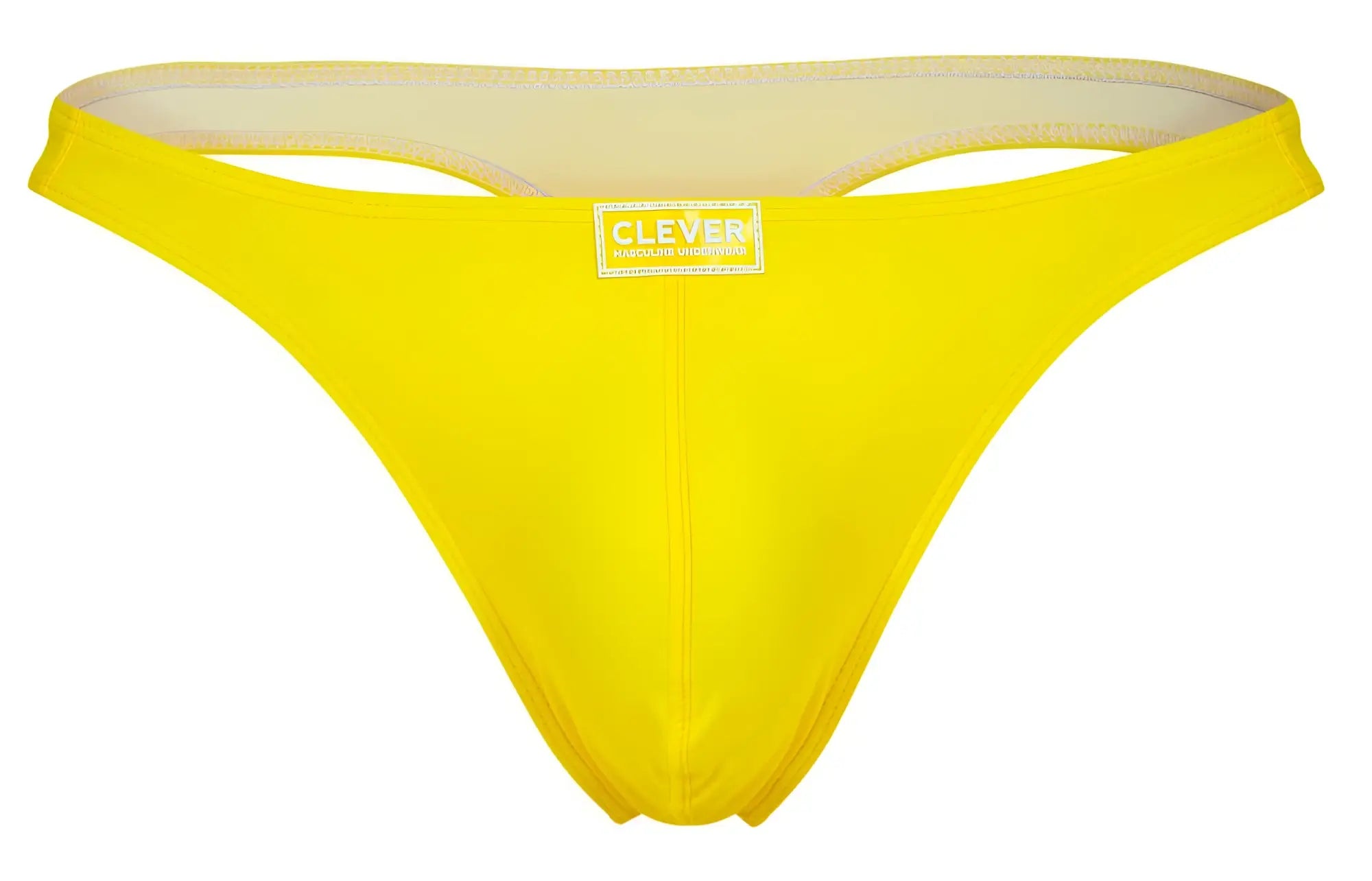Bright yellow clever 10009 thong with smooth texture beige inner lining and small brand label in pride thongs 7pk multi-colored