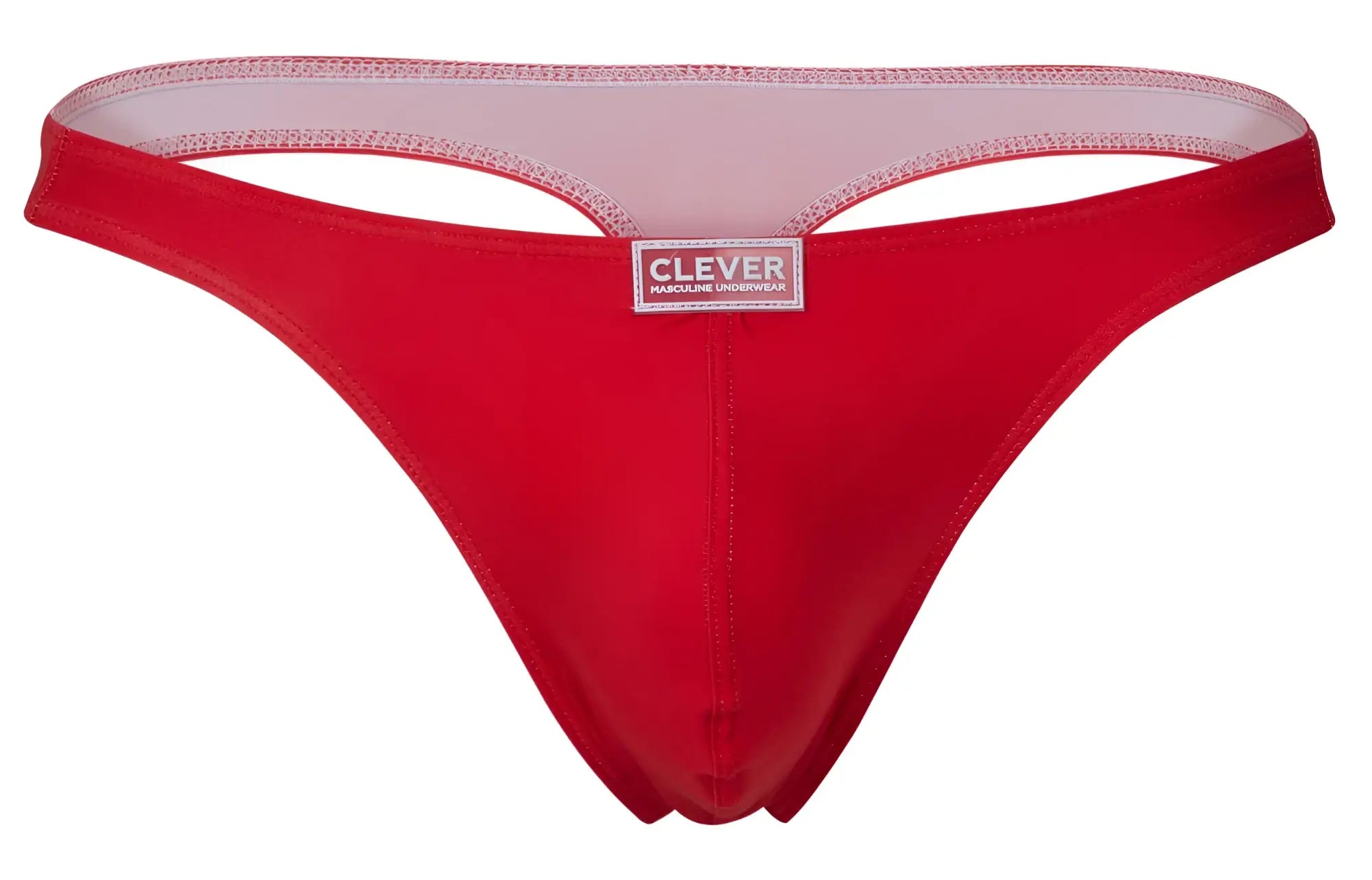 Red thong with white mesh waistband and clever brand label from clever 10009 7pk pride thongs multi-colored set