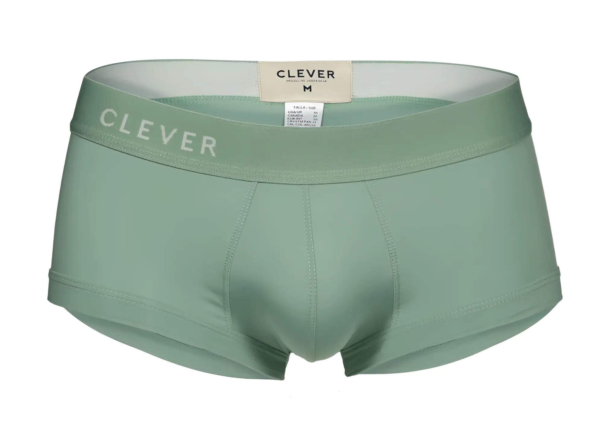 Clever 1306 Tribe trunks in mint green with soft smooth fabric and subtle white branding on the waistband