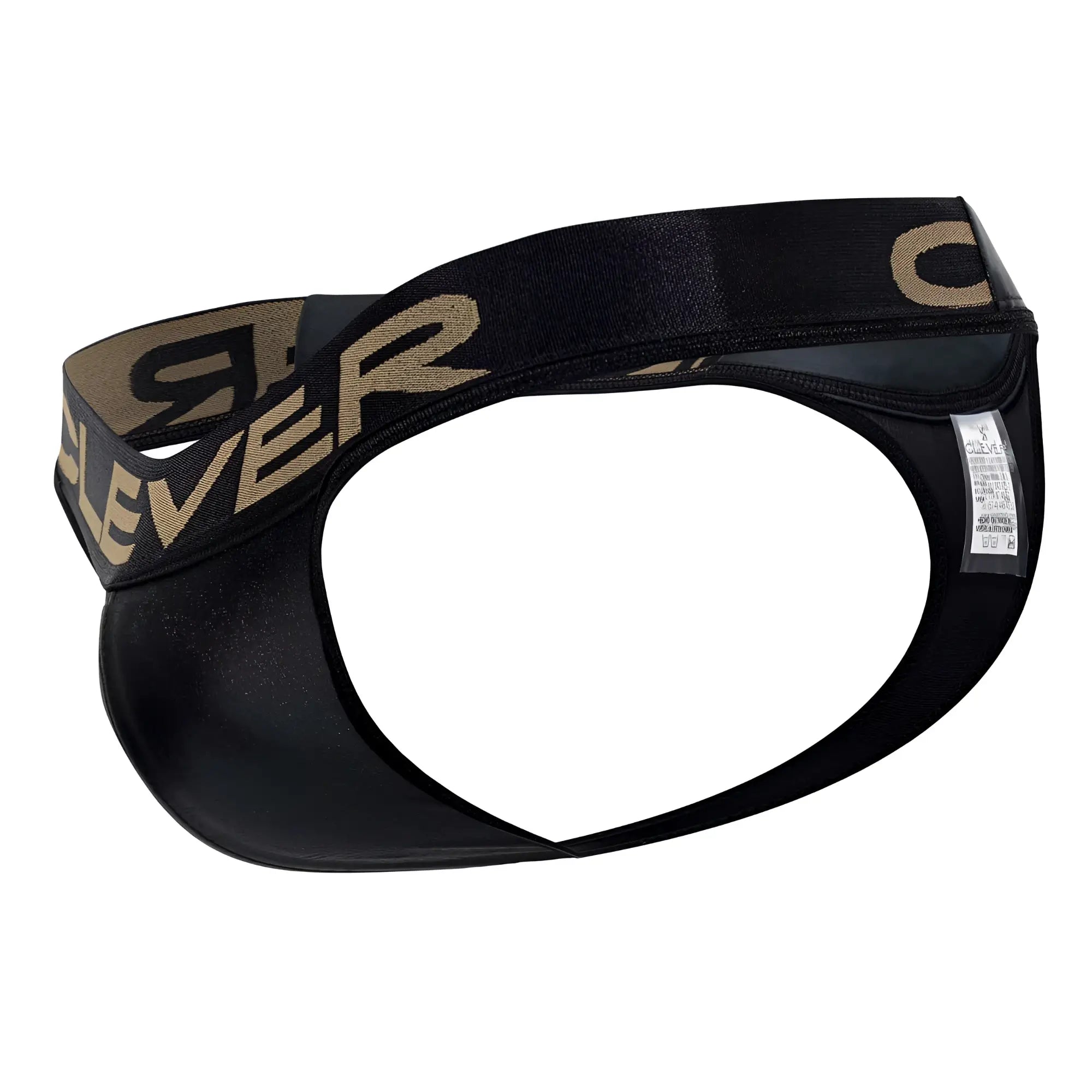 Black and gold clever 1410 earth thongs men’s briefs with sleek form-fitting design in black color