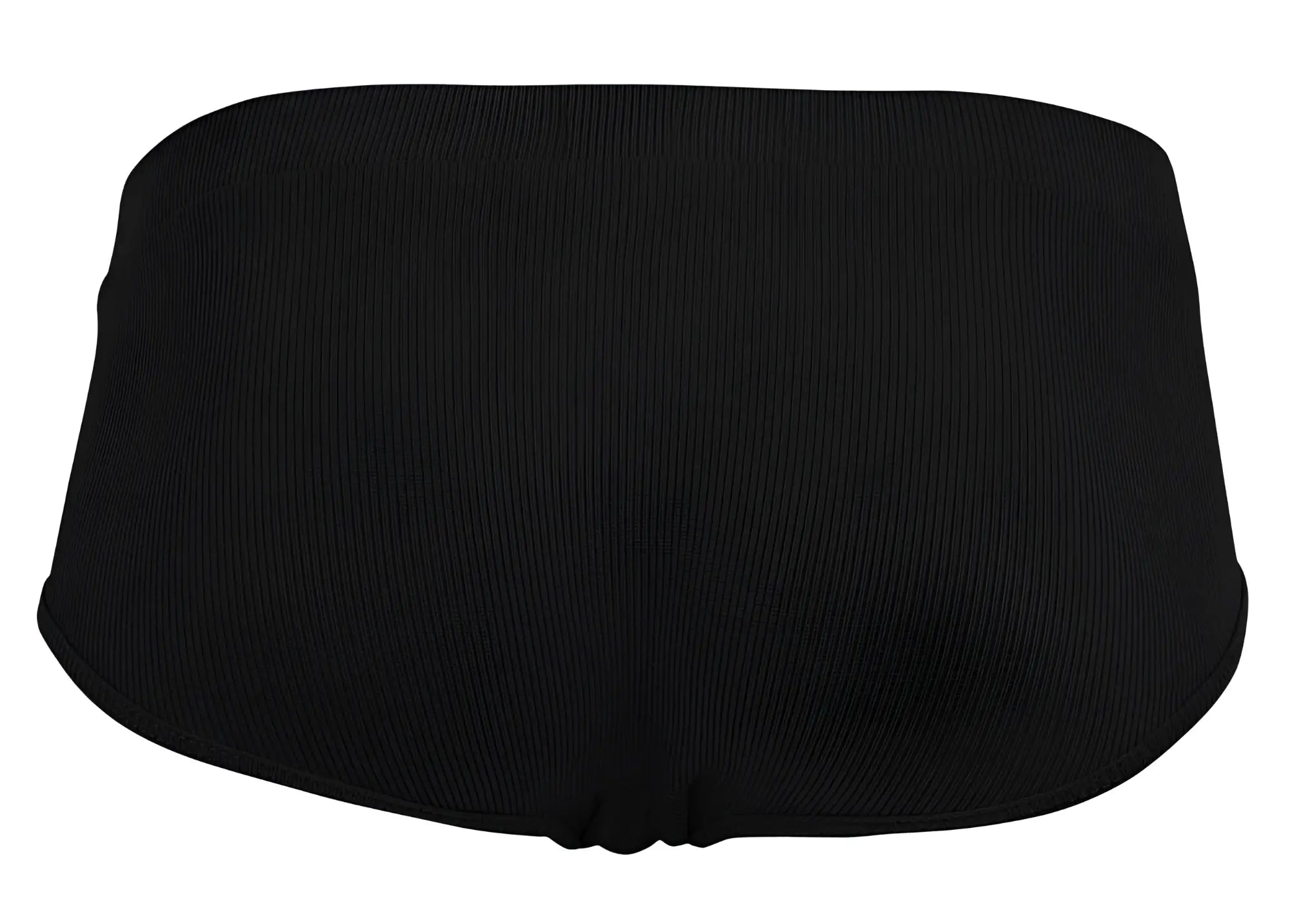 Black ribbed knit bikini bottom clever 1605 spirit briefs with a smooth seamless design in black shown from the back