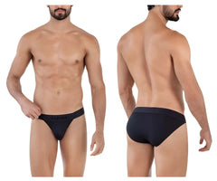 Black clever 1627 deseo bikini briefs with smooth form-fitting fabric and cleto embroidered waistband