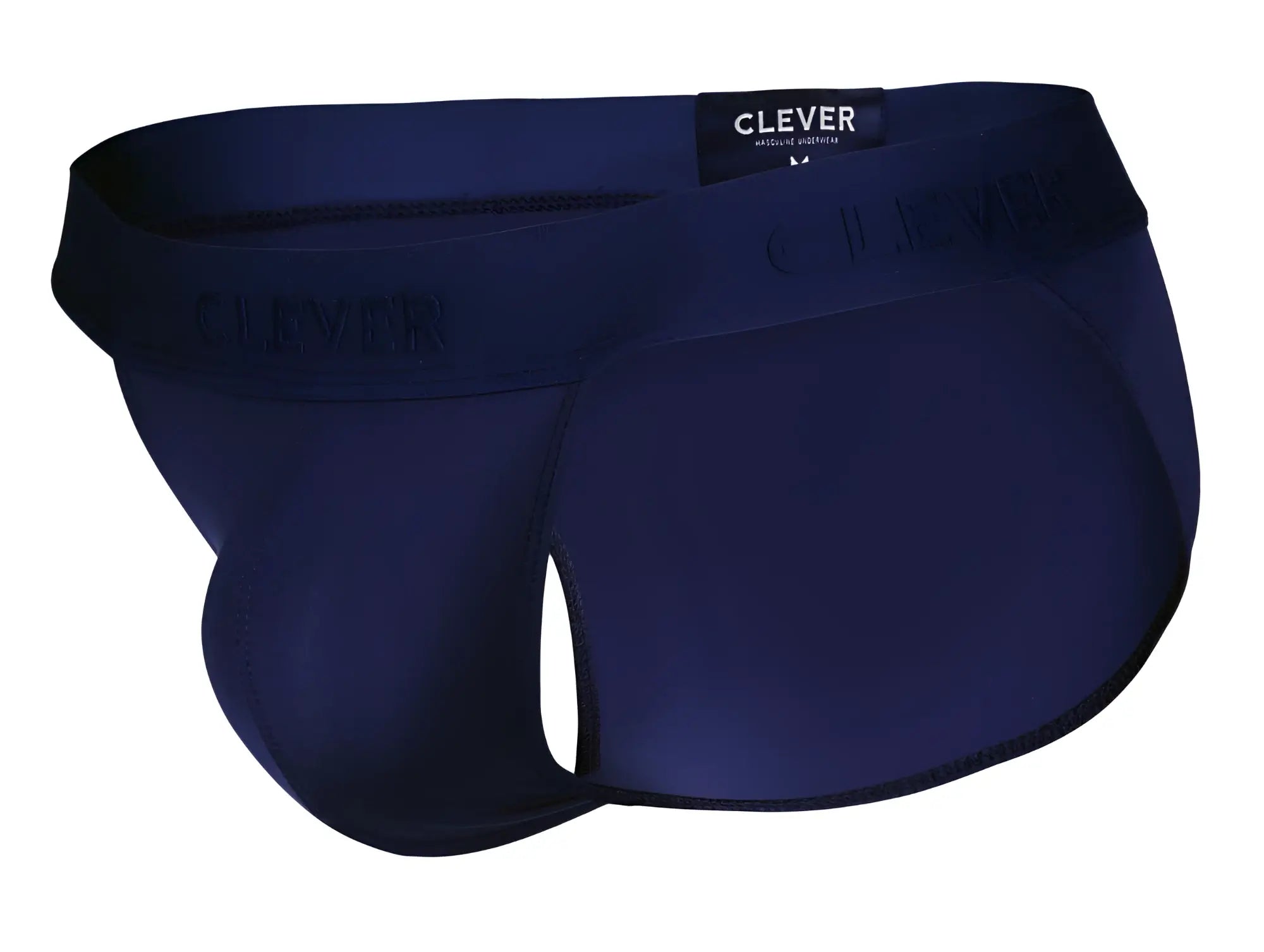 Navy blue clever 1627 deseo bikini briefs with smooth form fitting design and subtle embossed branding on waistband