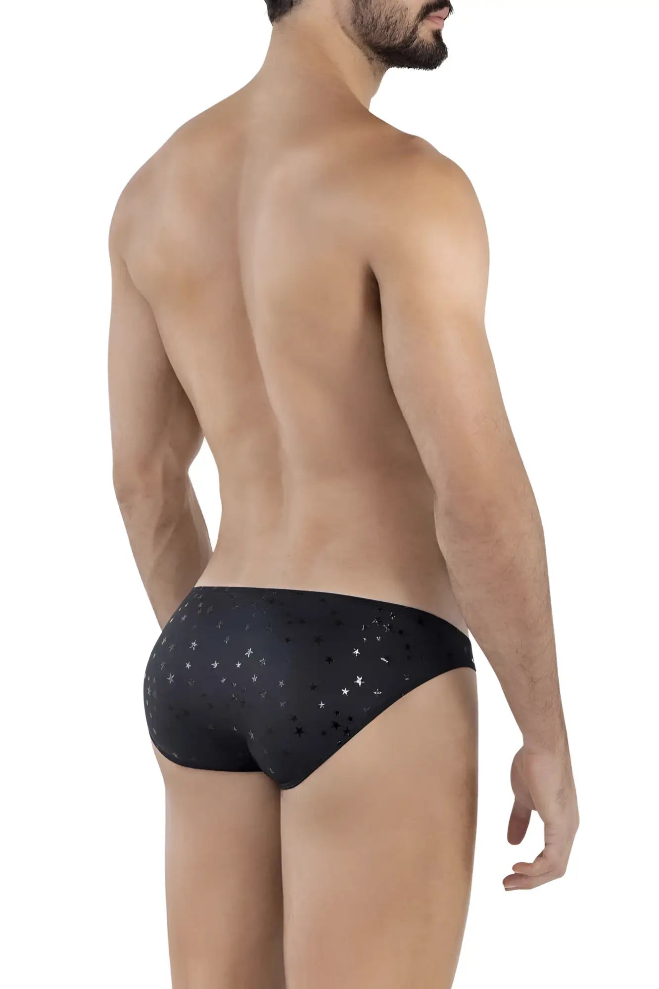 Black briefs clever 1633 illusion bikini with subtle silver star pattern for stylish comfortable wear