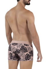 Pink clever 1635 pacif trunks boxer briefs with black and white tropical leaf pattern for comfortable wear