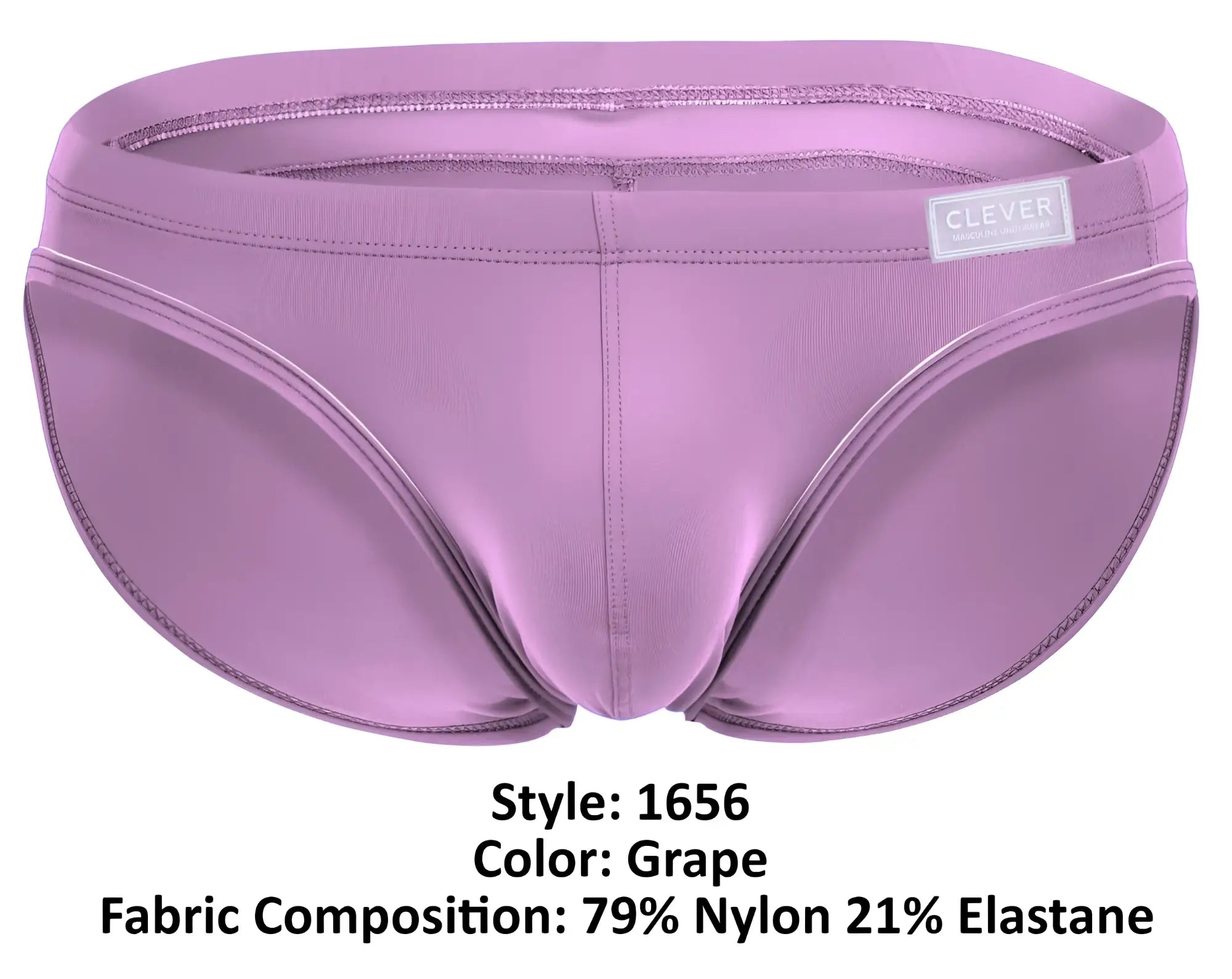 Clever 1656 mirage bikini briefs in grape color made of 79 nylon and 21 elastane for comfortable wear