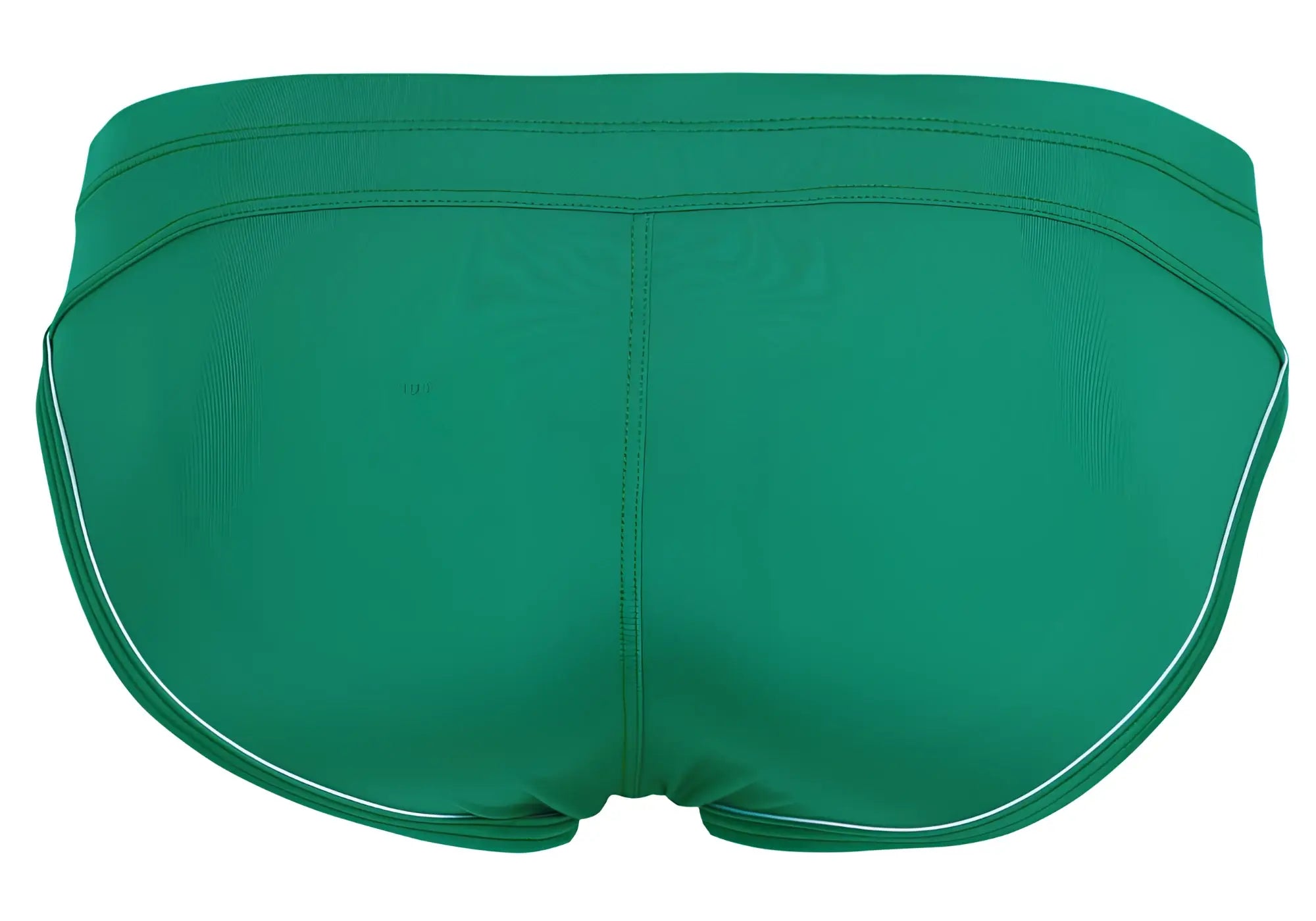 Green swim trunks cleaver 1656 mirage bikini with white trim along waistband and leg openings