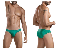Teal athletic briefs with white trim in clever 1656 mirage bikini color green designed for active wear