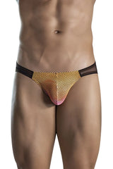 Vibrant gradient mesh clever 1657 mockery bikini briefs in orange with black elastic waistband for stylish swimwear