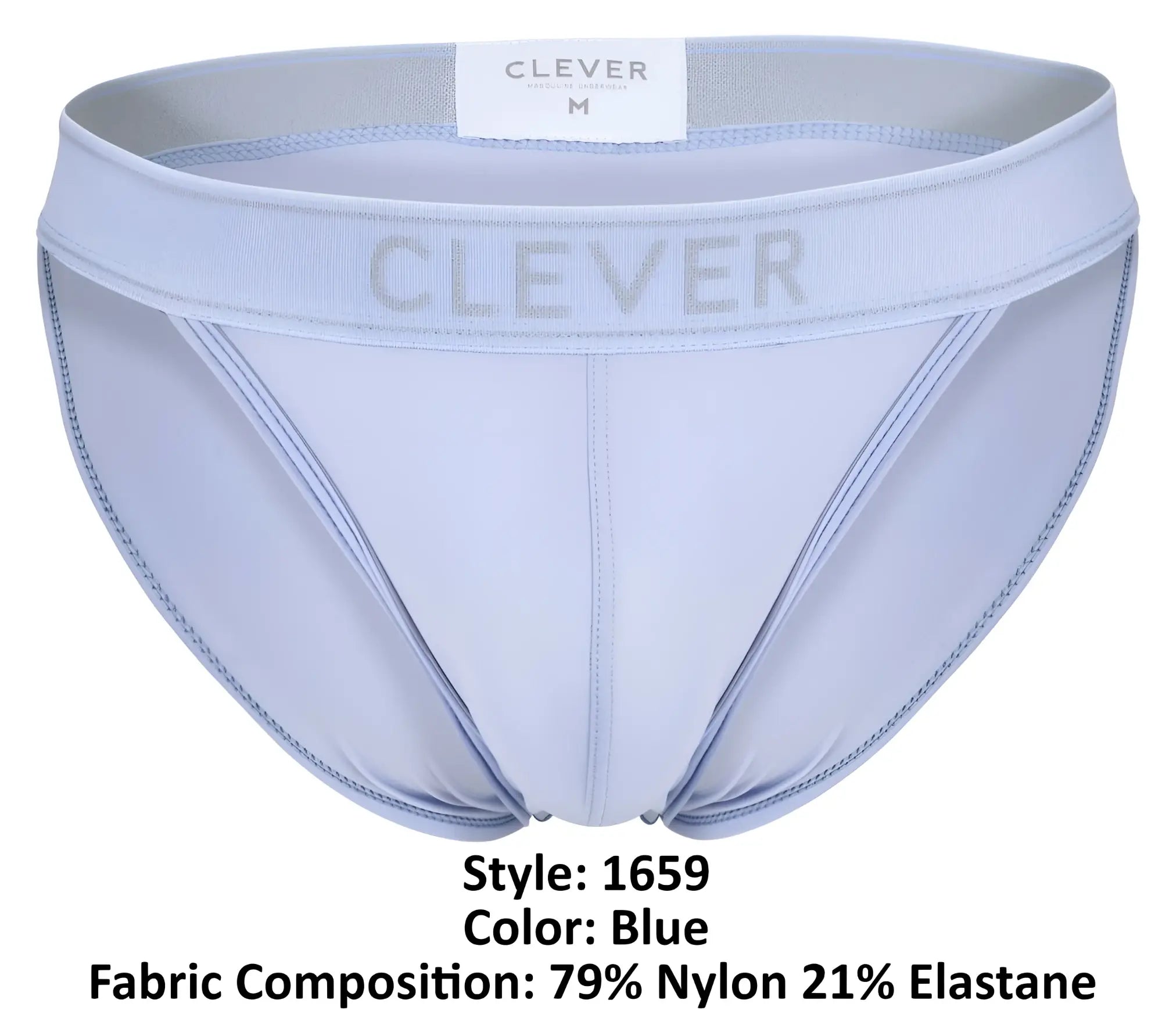 Light blue clever 1659 imagination bikini men’s briefs made of 79 nylon and 21 elastane for comfortable wear