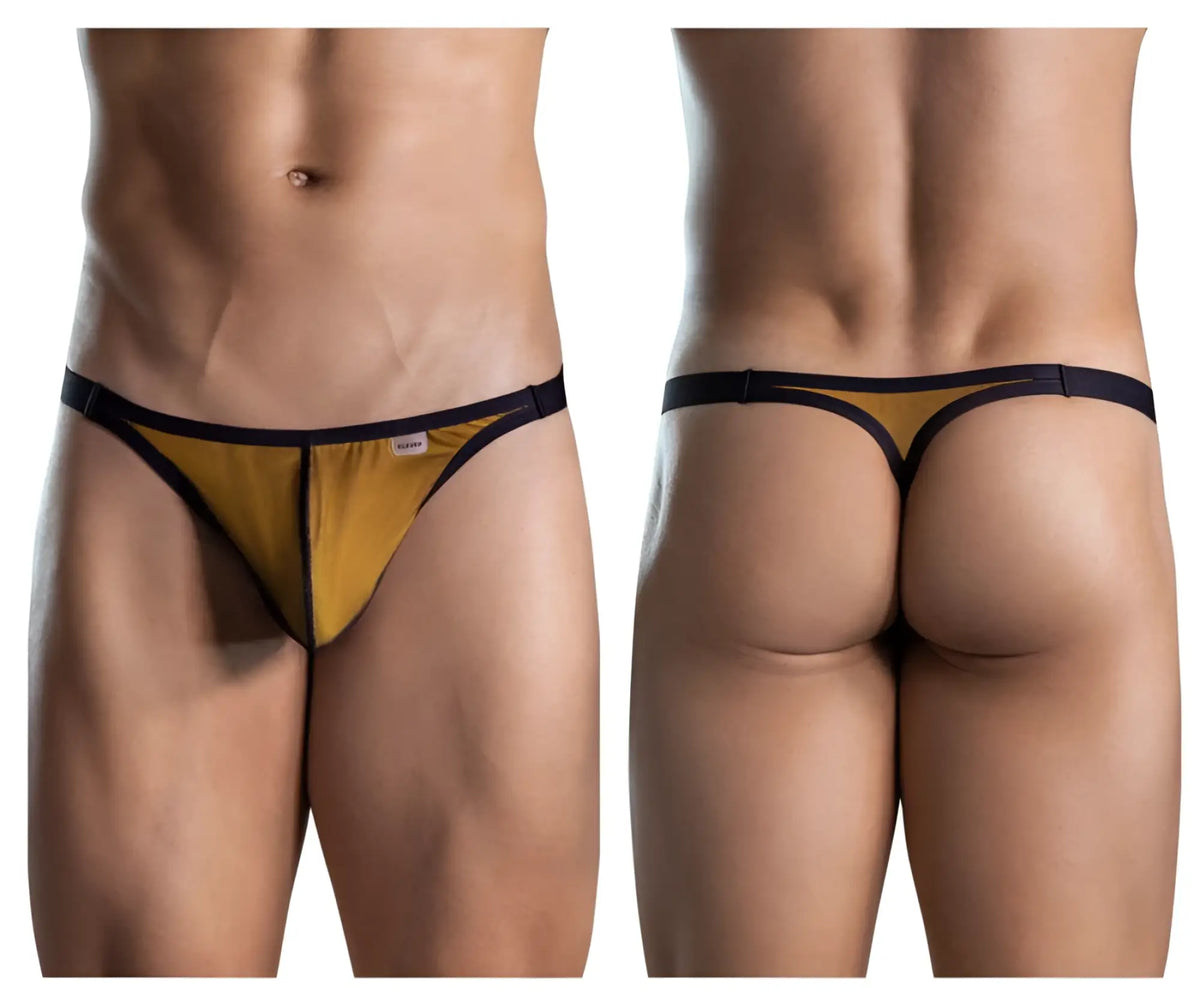 Gold and black thong with a sleek minimalist design from clever 1676 eroticism thongs in orange color