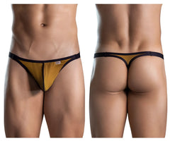 Gold and black thong with a sleek minimalist design from clever 1676 eroticism thongs in orange color