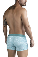 Clever 1729 rose trunks color green light blue boxer briefs with delicate white floral pattern and matching waistband