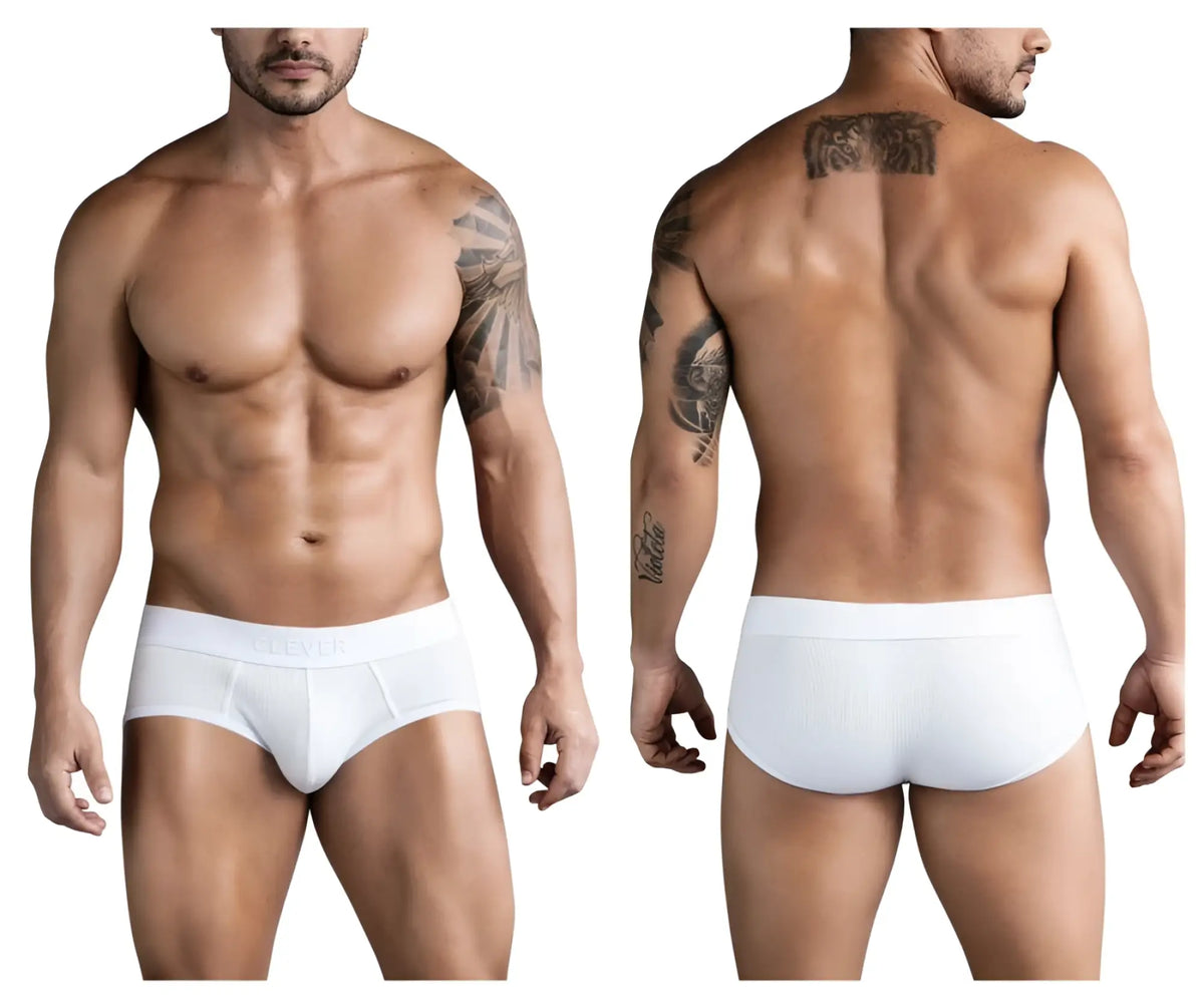 Beige clever 1733 ribbed briefs with a smooth elastic waistband made from soft cotton fabric