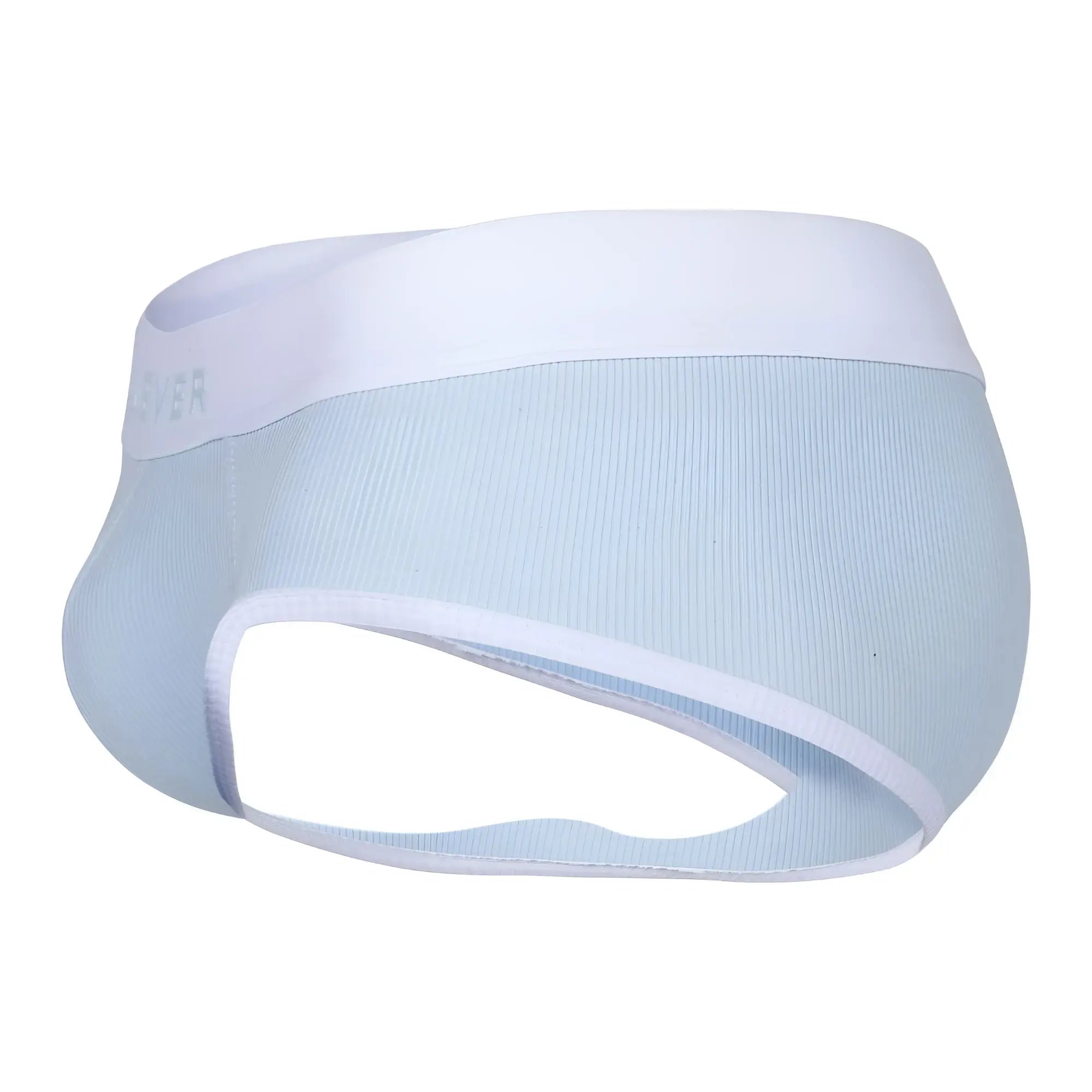 Light blue ribbed fabric briefs with white elastic waistband and trim from clever 1733 colors collection