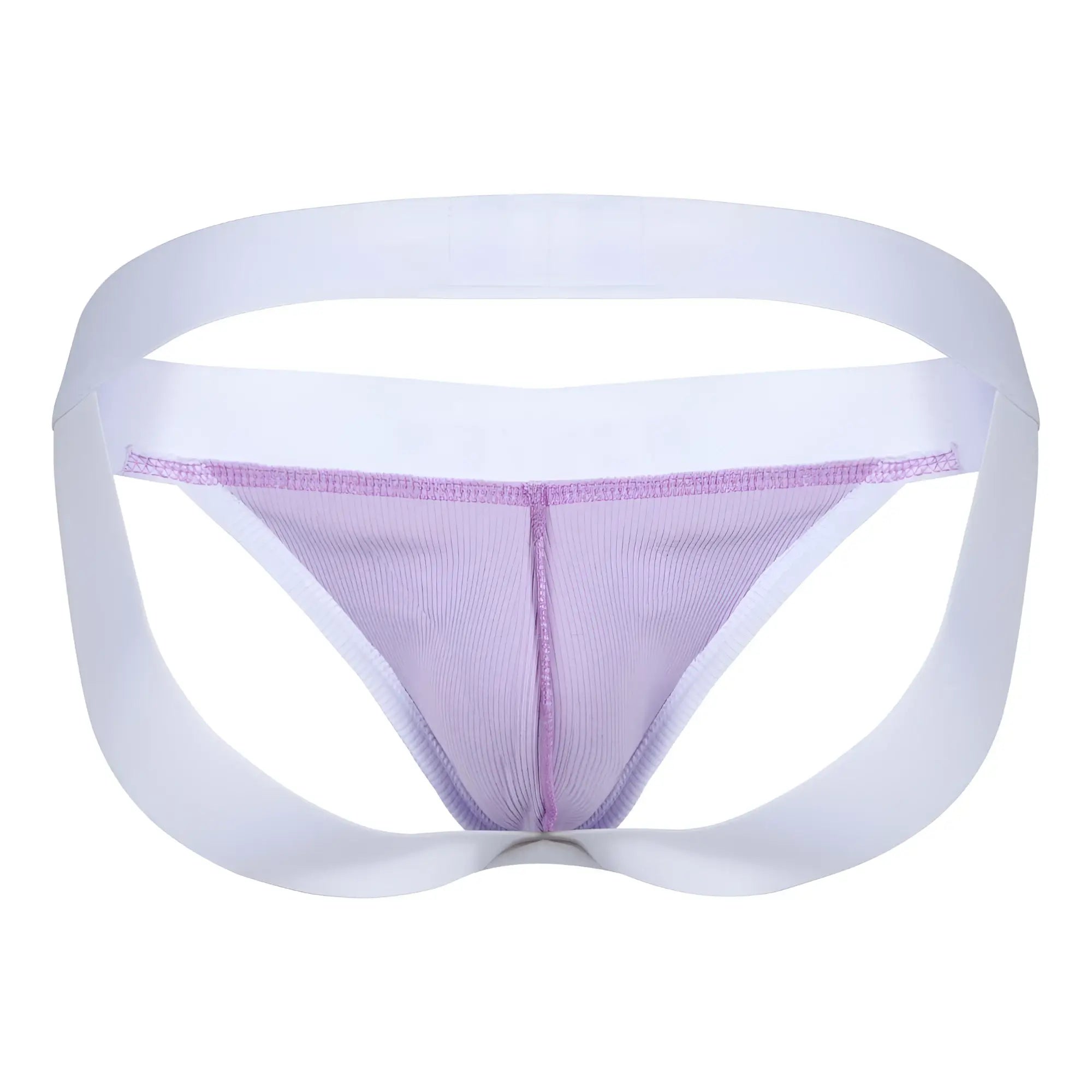 White and lavender mesh clever 1734 colors jockstrap with supportive contoured design in lilac color