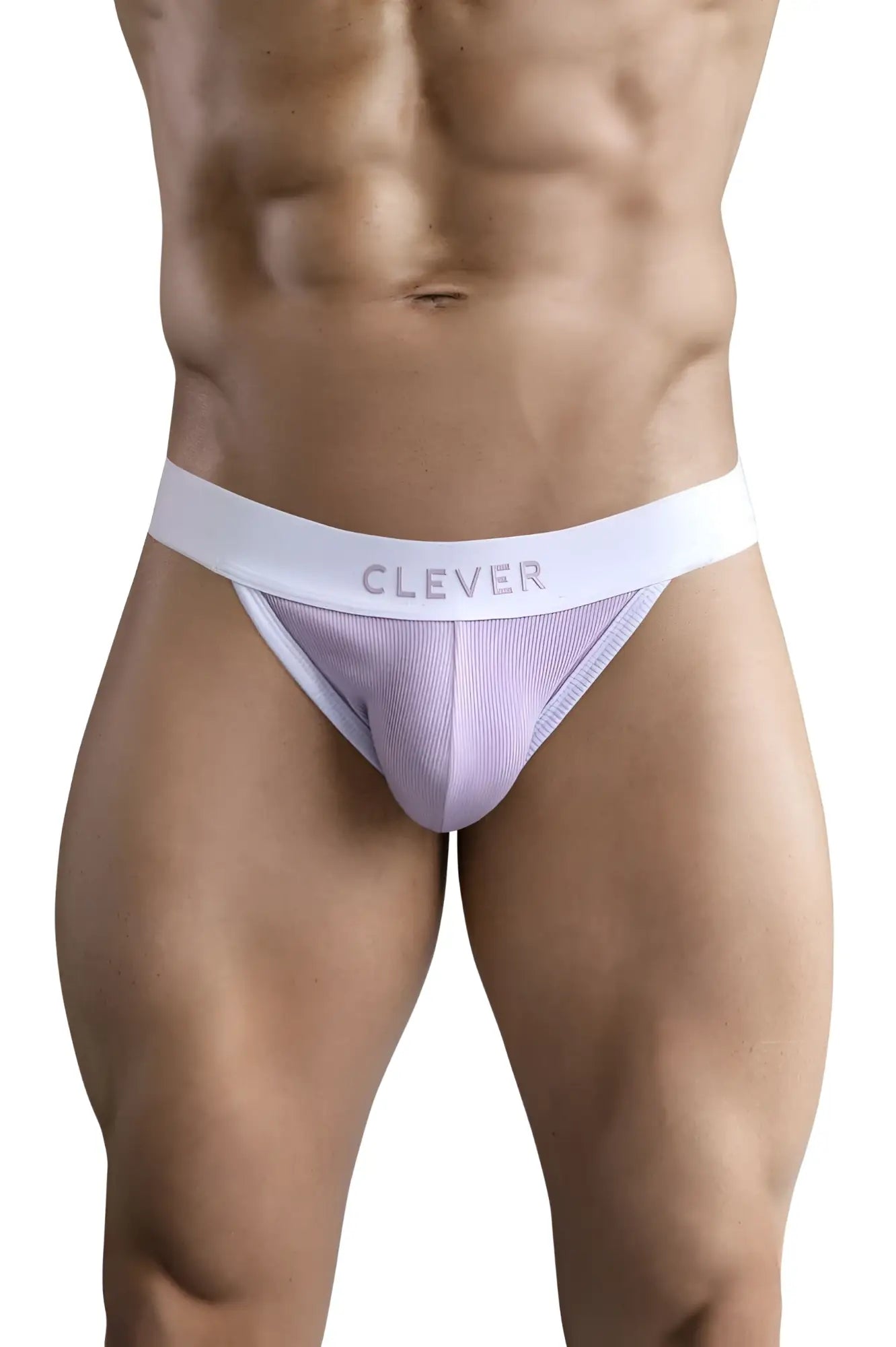White and lavender striped briefs with branded waistband from clever 1734 colors jockstrap color lilac collection