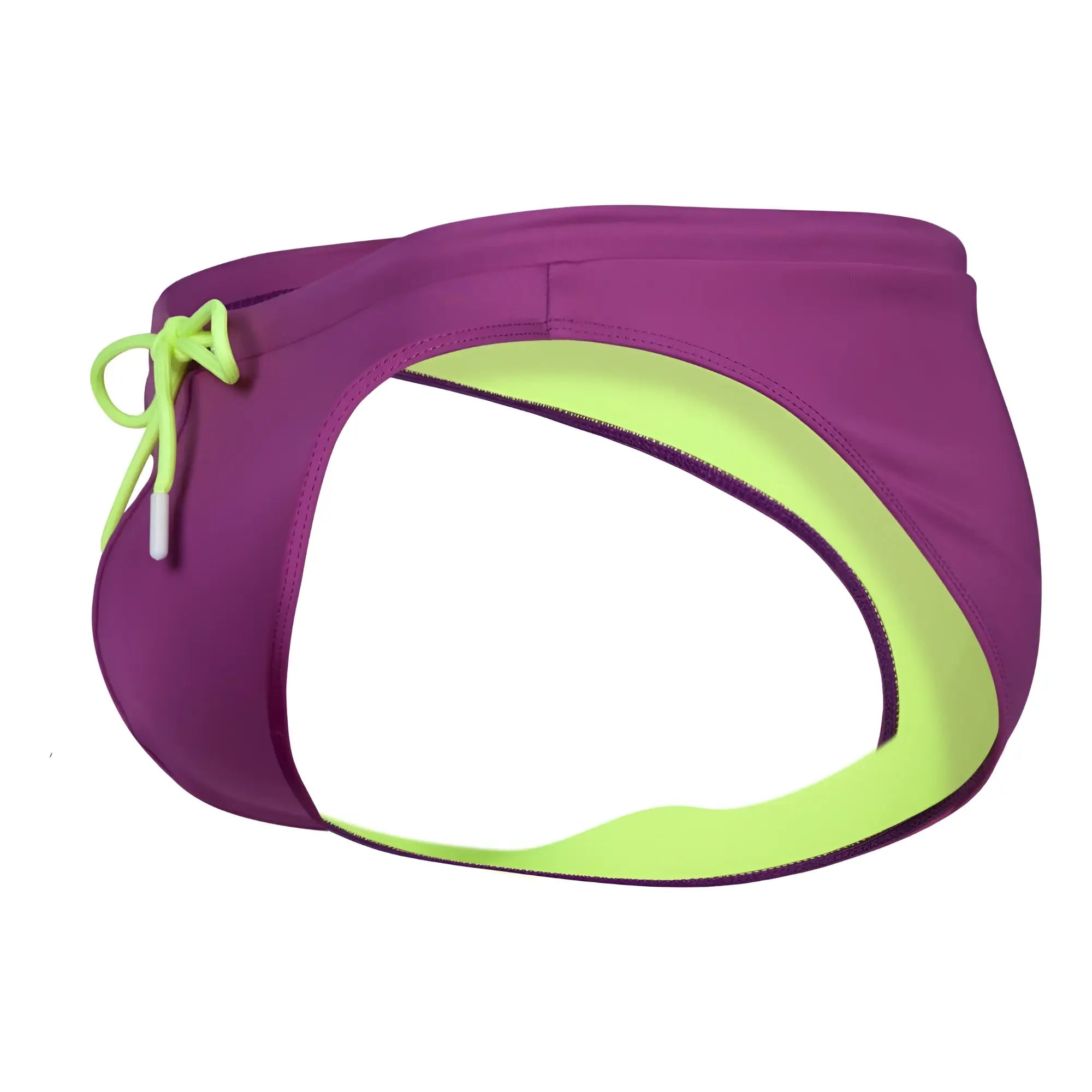 Purple and neon green clever 1735 vivo swim briefs with drawstring waistband for swimming and beachwear