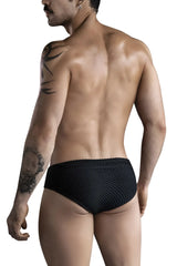 Black clever 1743 island swim briefs with textured woven pattern designed for swimwear use