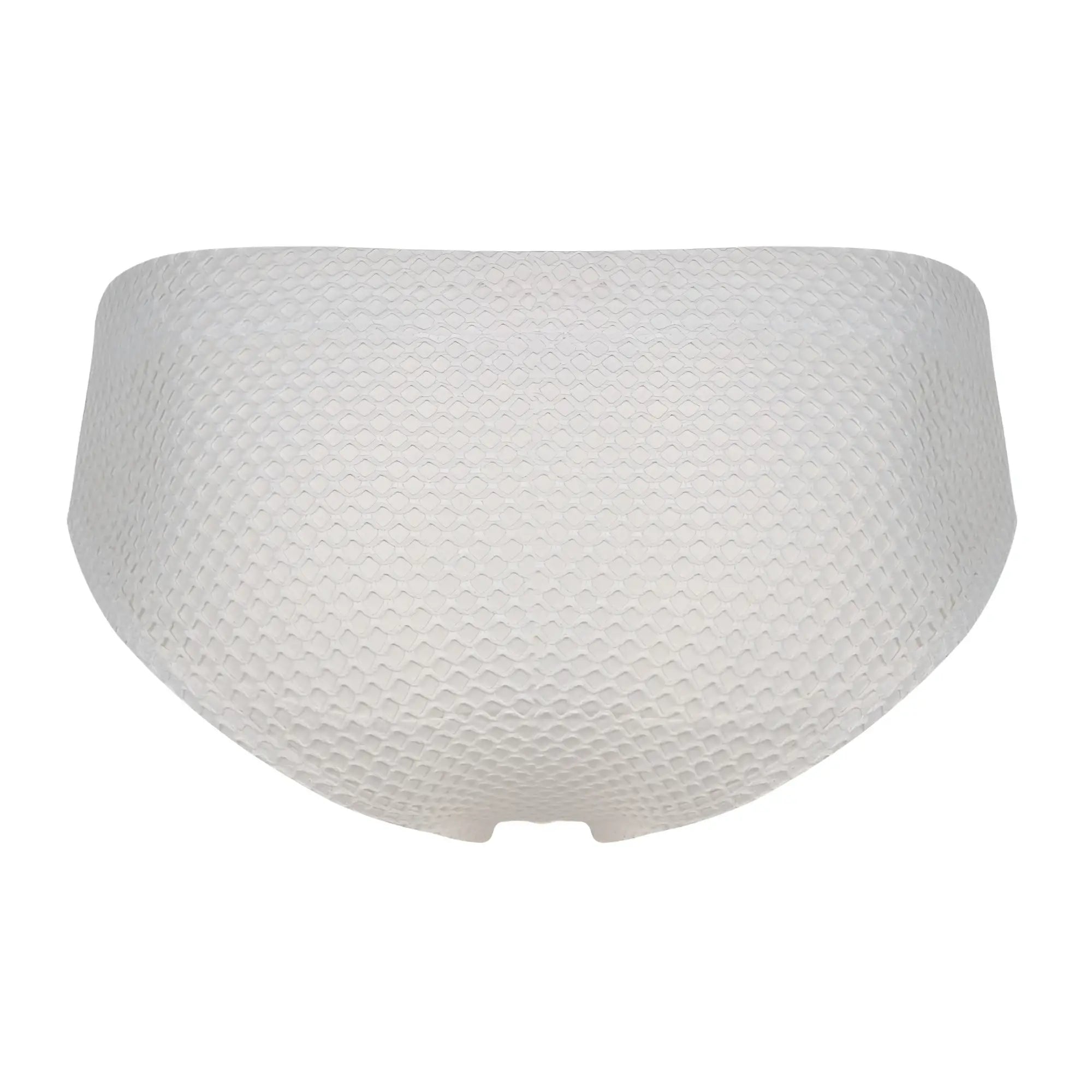 White clever 1743 island swim briefs with a textured honeycomb mesh pattern for swimwear use