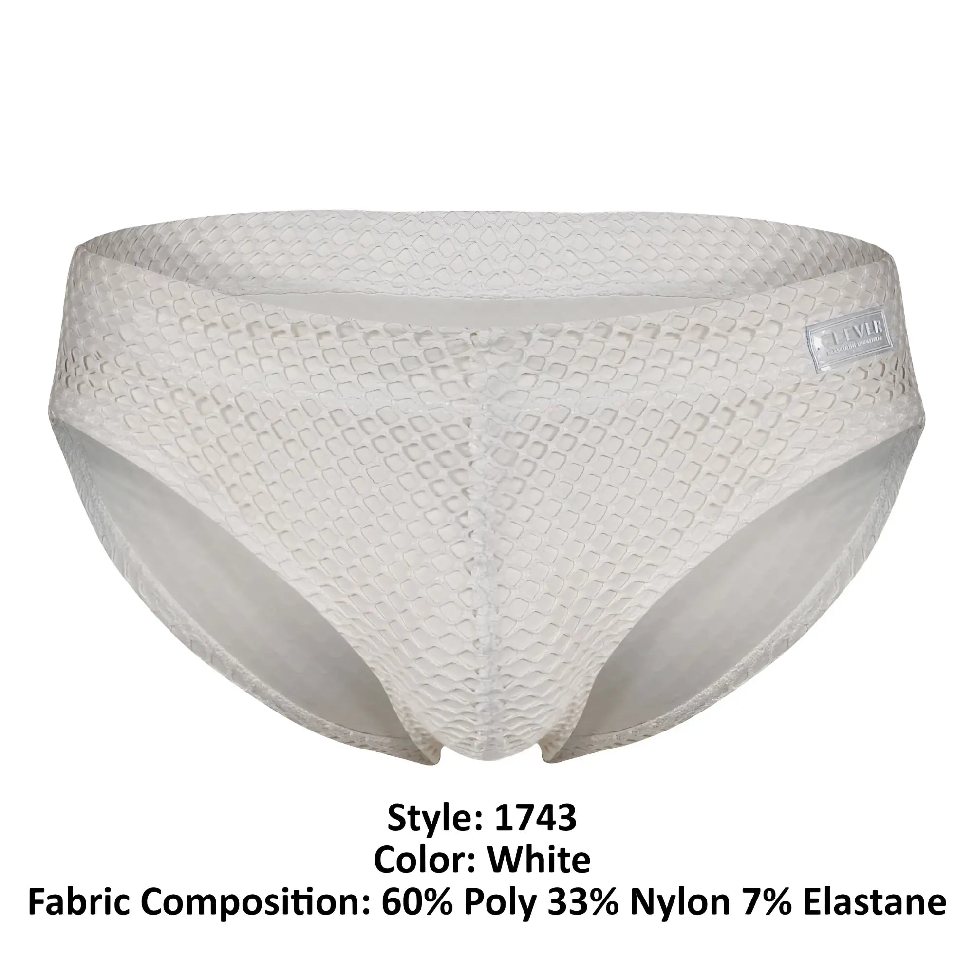 White clever 1743 island swim briefs with a subtle diamond-patterned textured weave and a modern design