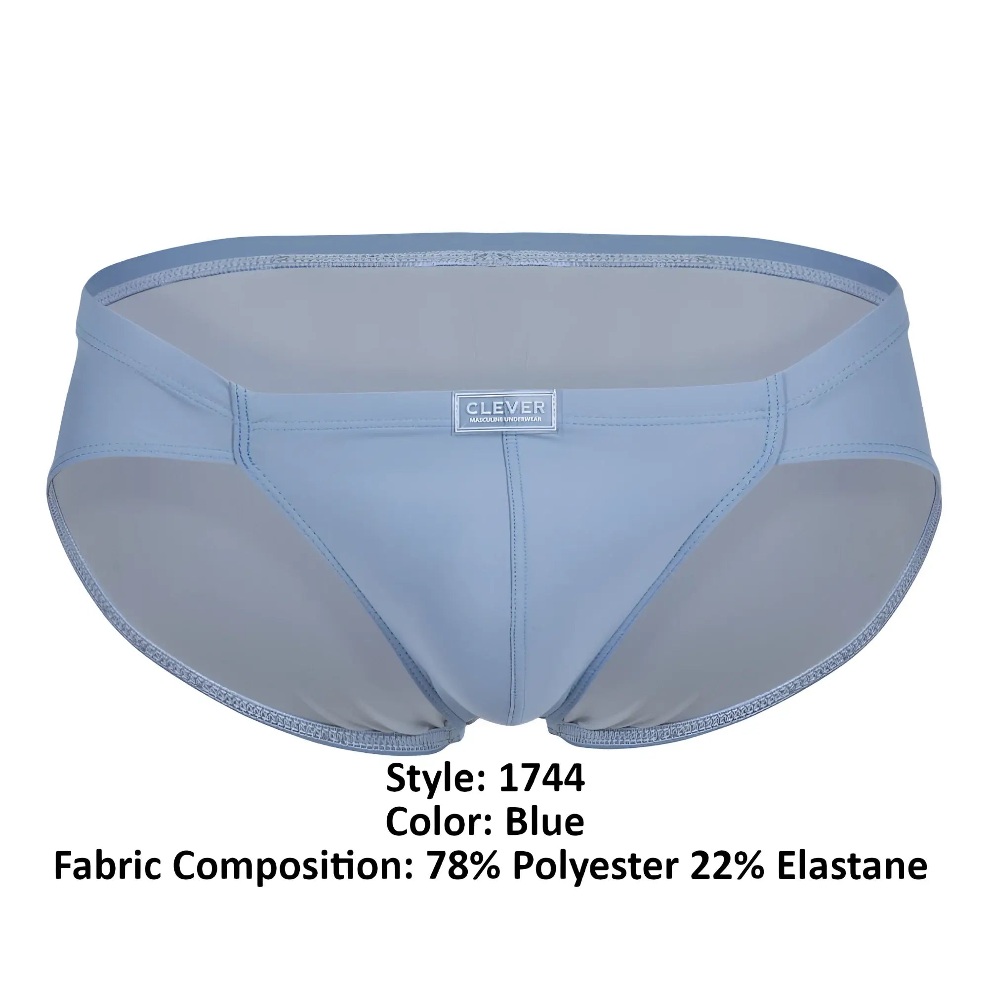 Light blue clever 1744 spring briefs made from 78% polyester and 22% elastane with a comfortable fit