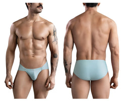 Light blue clever 1744 spring men’s briefs with smooth texture and subtle waistband detail in green color