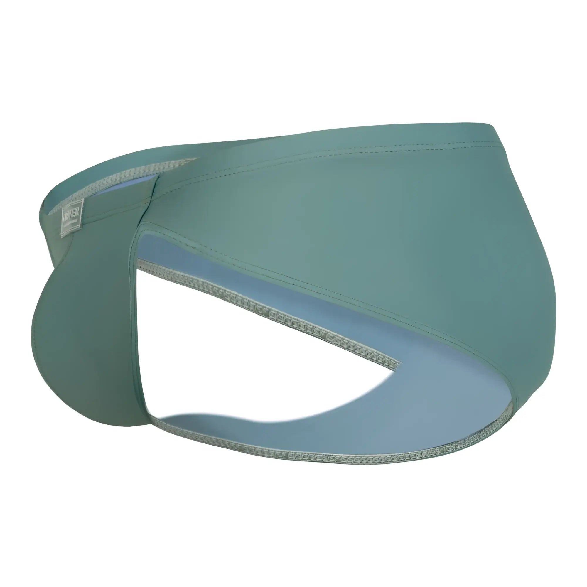 Teal swim trunks clever 1744 spring briefs with light blue interior and silver-toned trim along edges