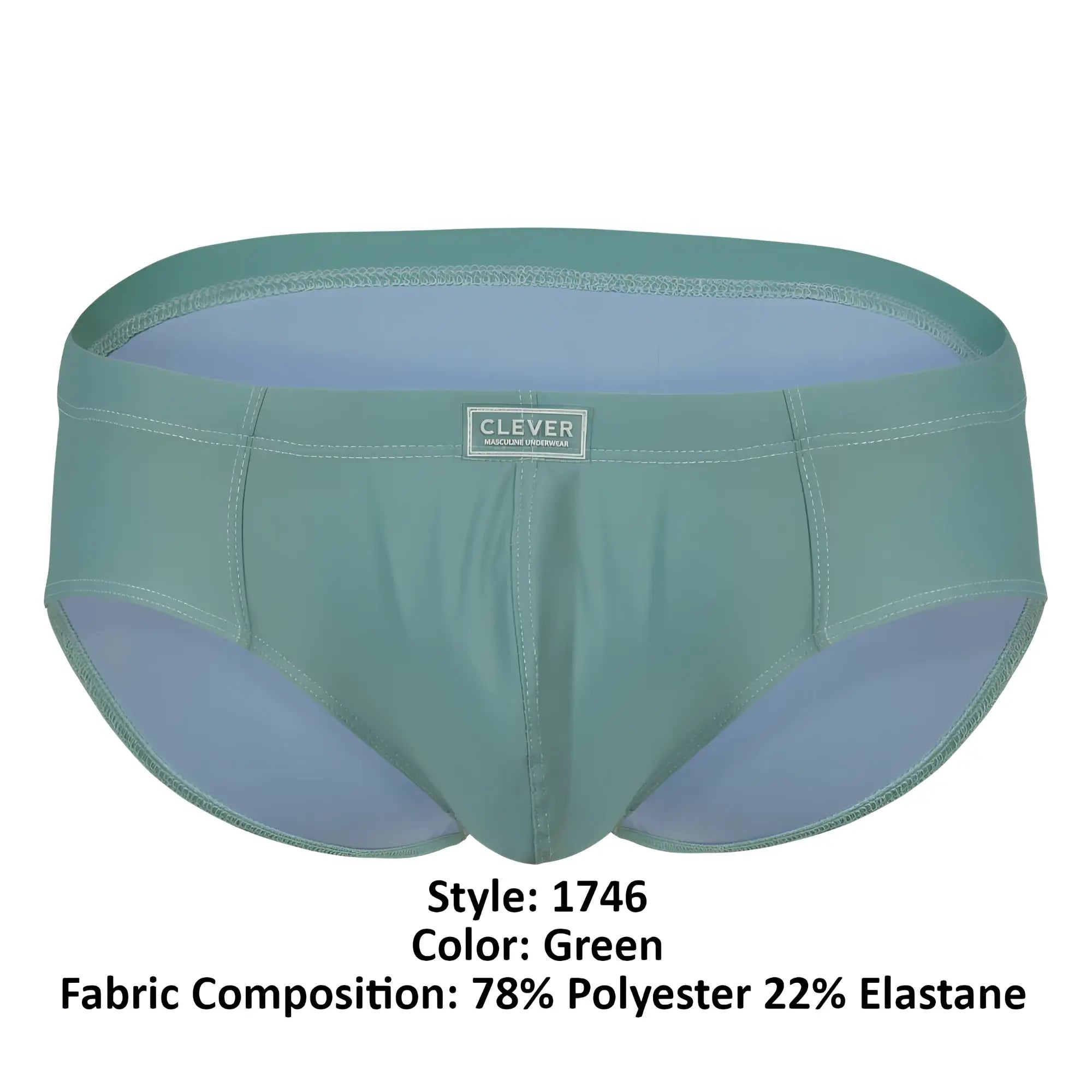 Green clever 1746 pastel briefs made of 78 polyester and 22 elastane offering comfortable men’s underwear