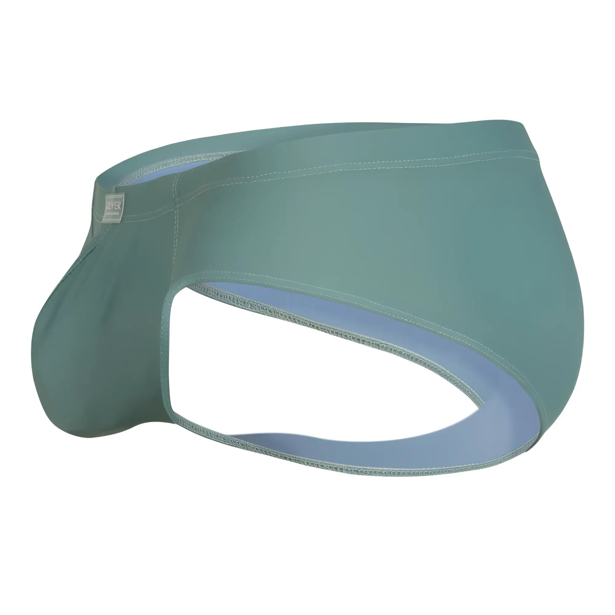 Teal form-fitting men’s briefs clever 1746 pastel briefs color green with smooth fabric exterior and light blue lining