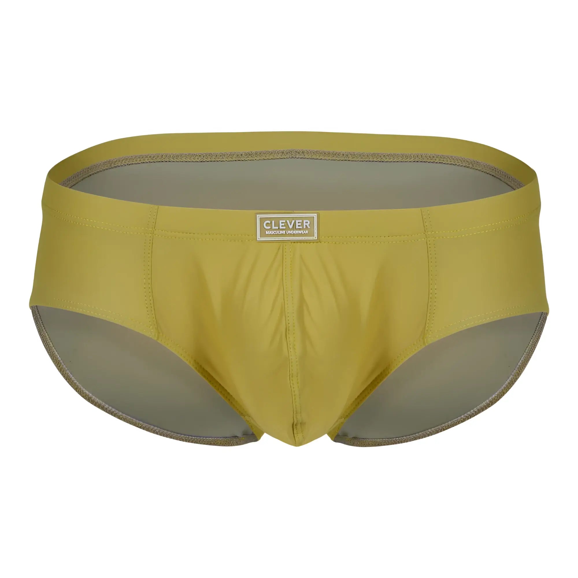 Yellow and gray clever 1746 pastel briefs in mustard color with branded waistband for men
