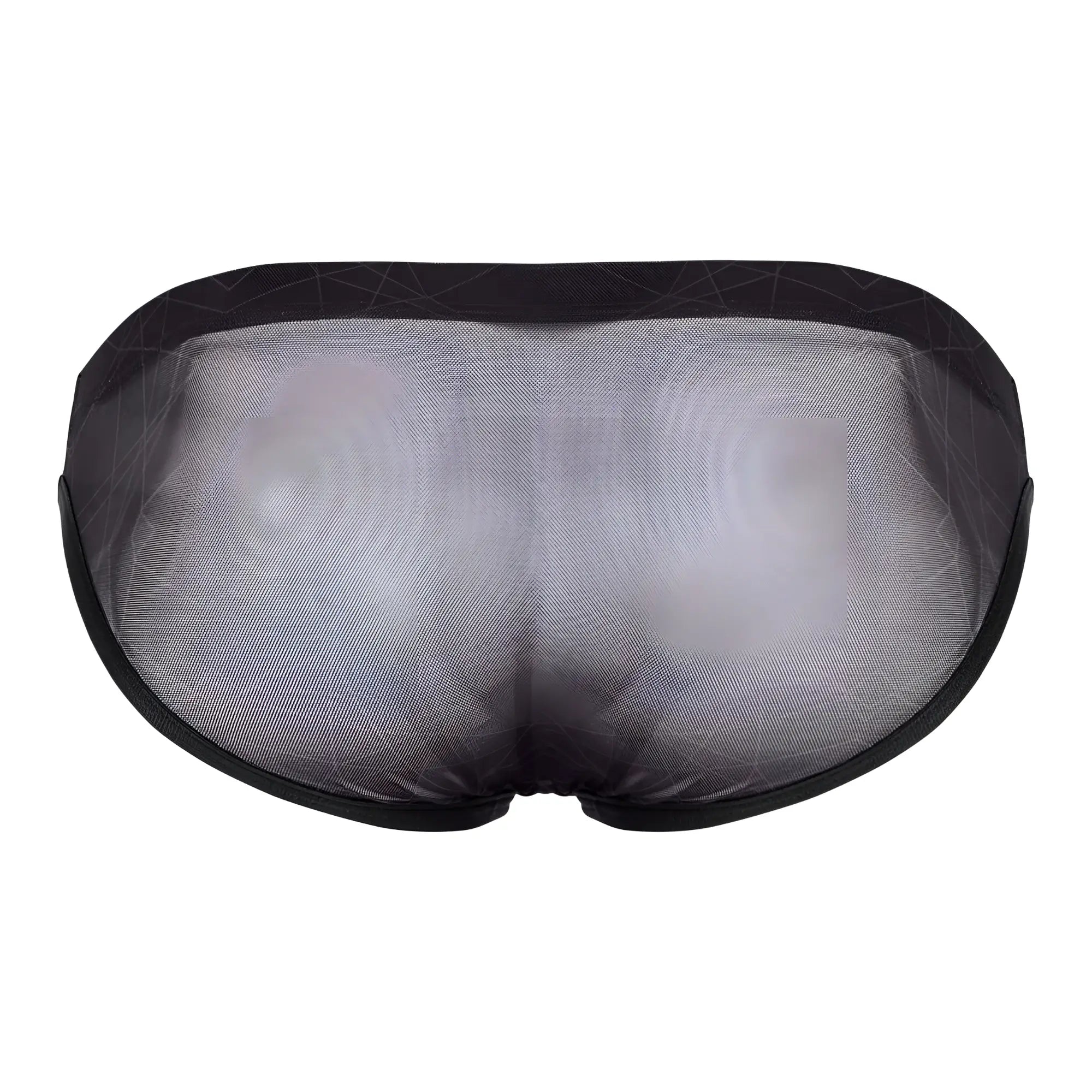 Black clever 1747 geometric bikini briefs with subtle geometric mesh pattern along waistband front view